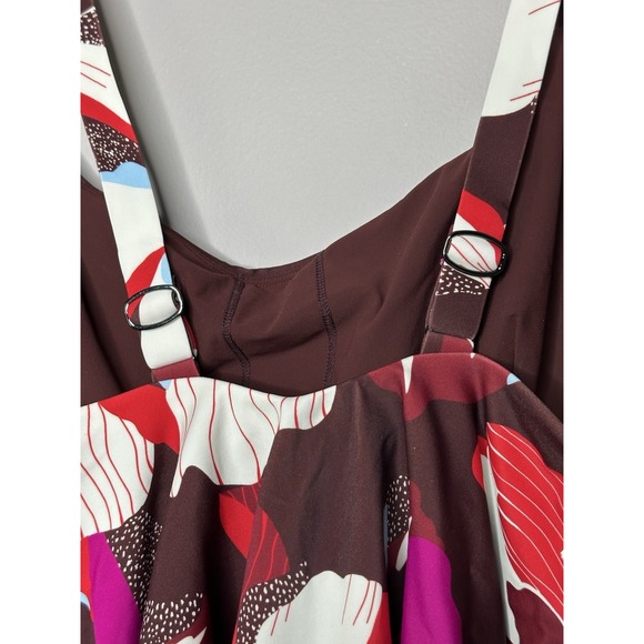 NWT Athleta Hermosa One Piece Swimsuit Size L/T Floral Beach Resort Red Travel - Picture 2 of 8